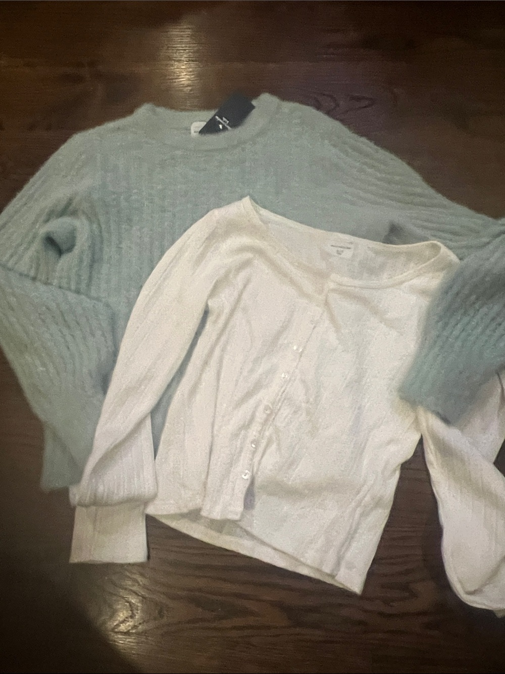 abercrombie kids Cream Cardigan & Mint Green Pullover Sweater Set